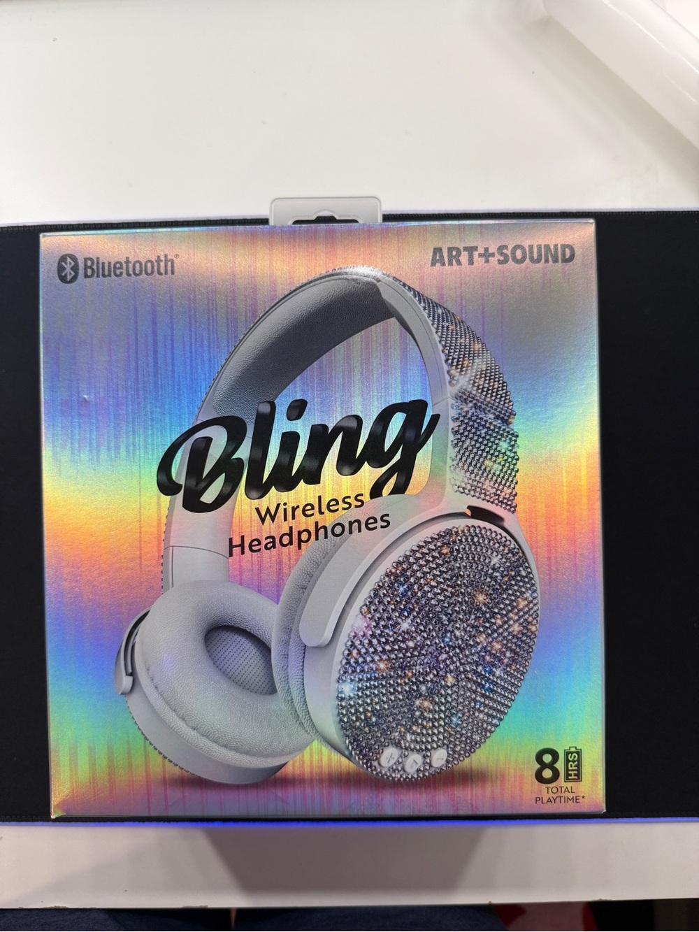 Art+Sound Bling Wireless Bluetooth Headphones Rhinestone Bedazzled Silver NIB